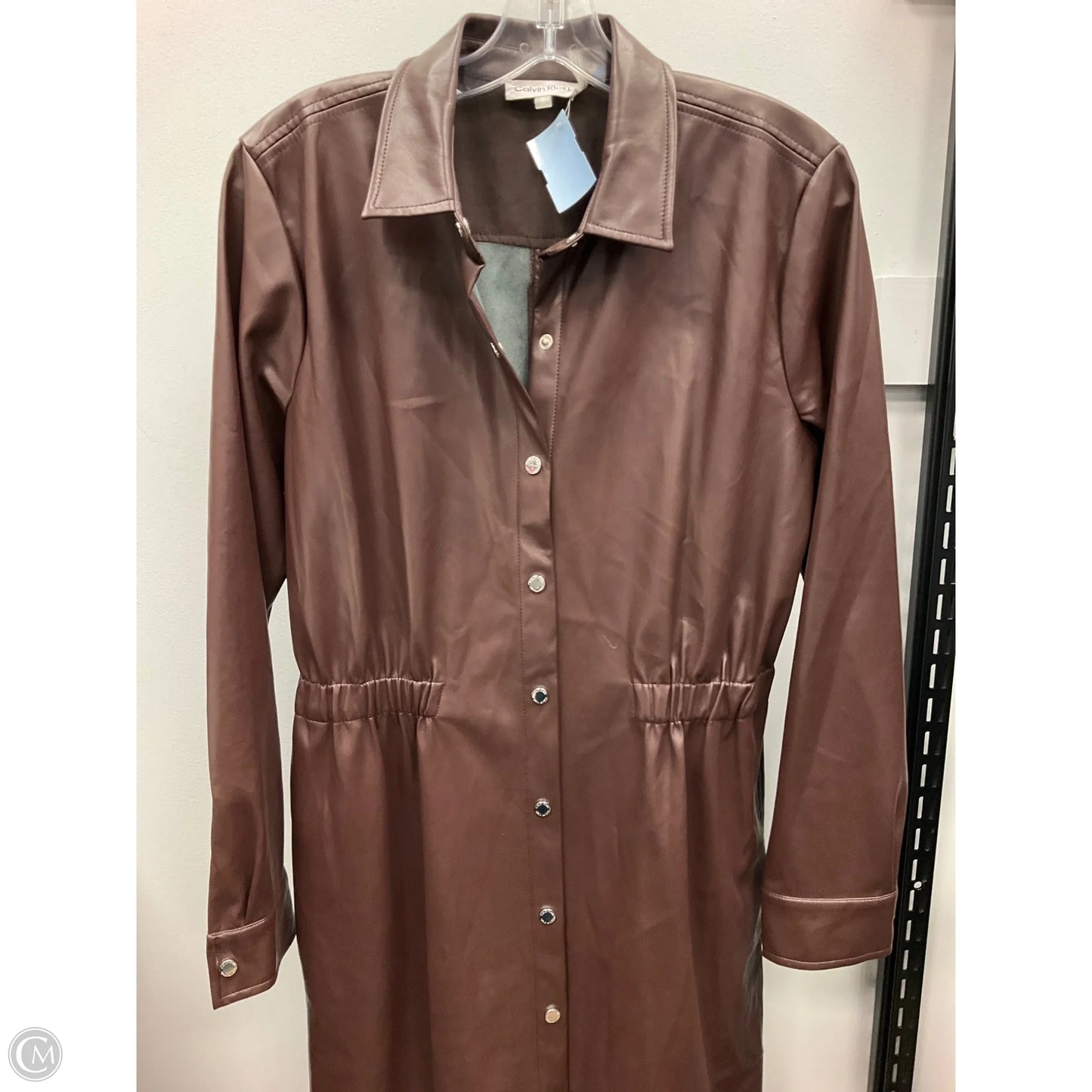 Dress Casual Midi By Calvin Klein In Brown, Size: M