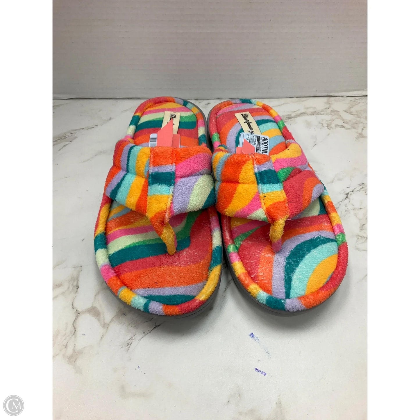 Slippers By Clothes Mentor In Rainbow Print, Size: 9