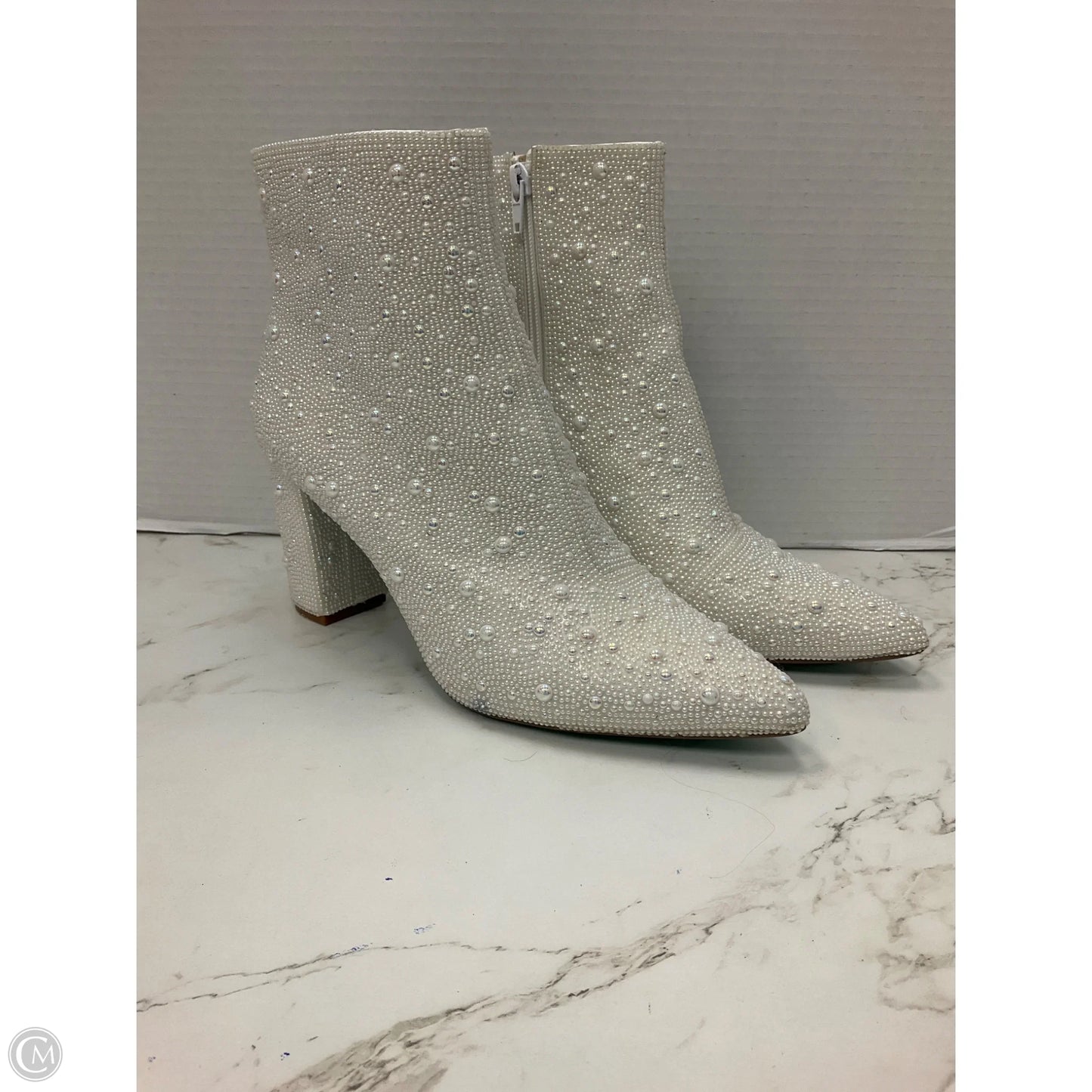 Boots Ankle Heels By Betsey Johnson In White, Size: 9