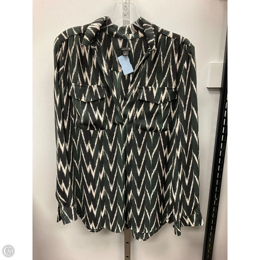 Blouse Long Sleeve By Ann Taylor In Black & Green, Size: M