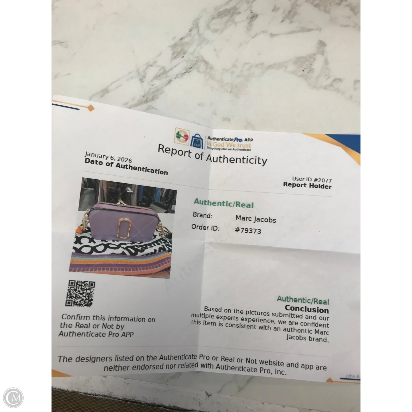 Crossbody Luxury Designer By Marc Jacobs, Size: Small