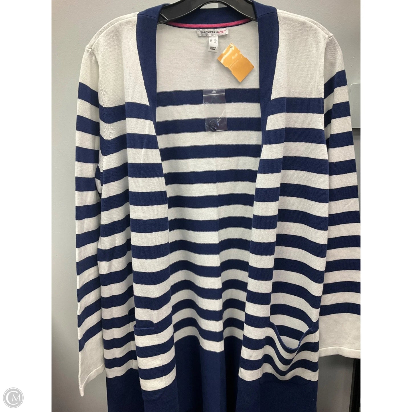 Cardigan By Isaac Mizrahi Live Qvc In Striped Pattern, Size: L
