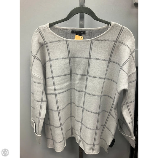 Sweater By Tahari In Grey & White, Size: L
