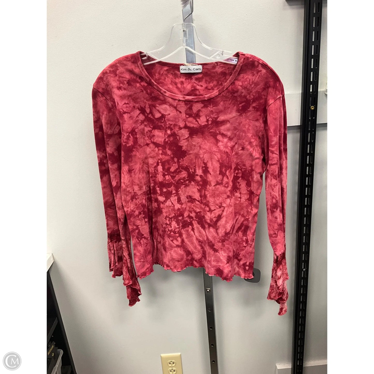 Top Long Sleeve By Kimichi Blue In Pink & Red, Size: L