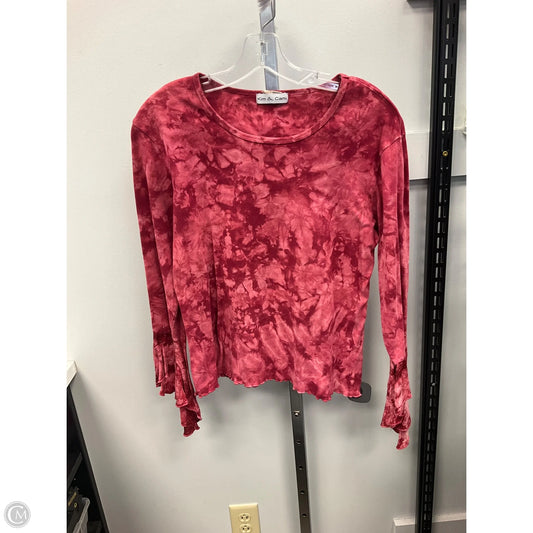 Top Long Sleeve By Kimichi Blue In Pink & Red, Size: L