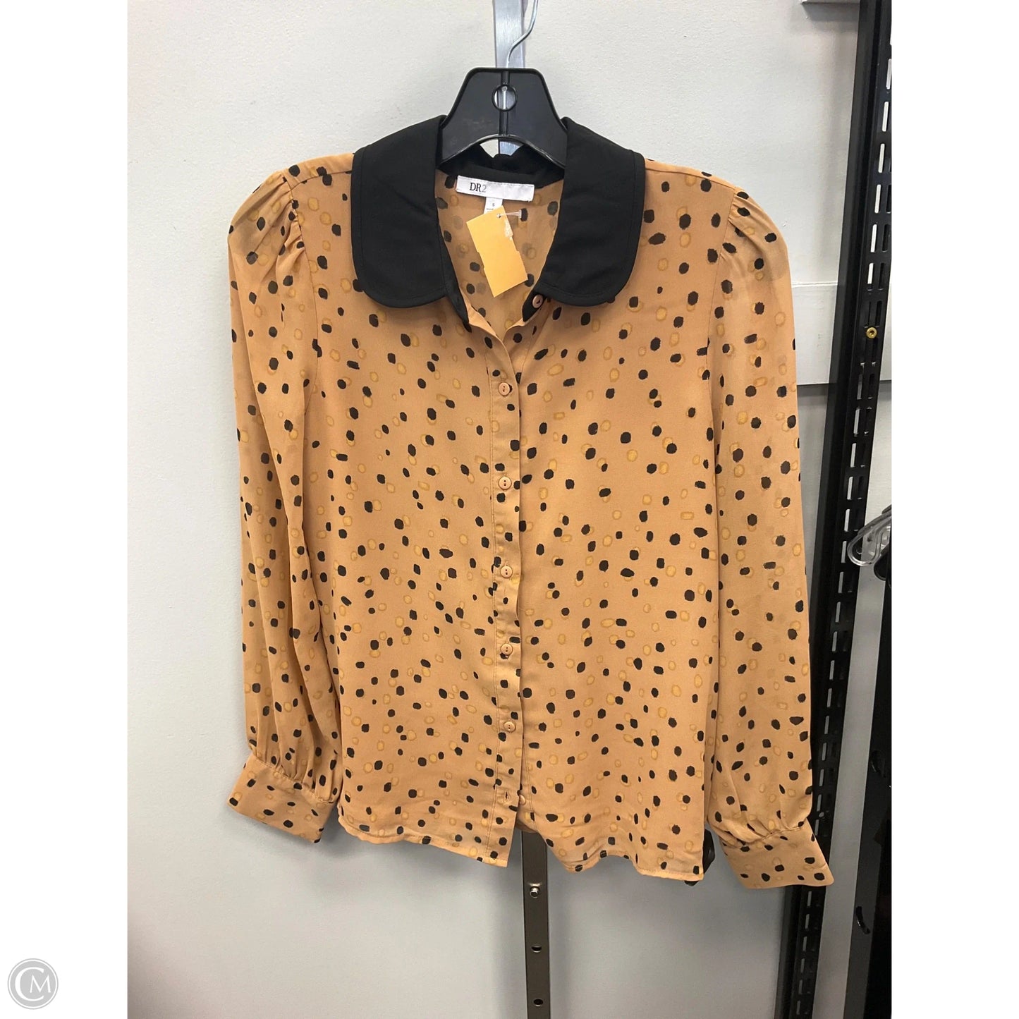 Top Long Sleeve By Dr2 In Polkadot Pattern, Size: S