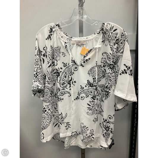 Top Short Sleeve By Loft In Black & White, Size: M