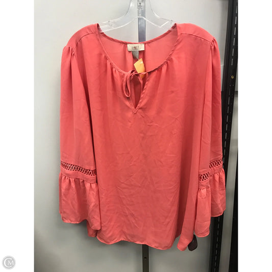 Top 3/4 Sleeve By Loft In Coral, Size: Xl