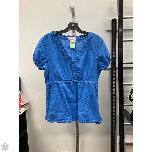 Top Short Sleeve By Koi Kathy Peterson In Blue, Size: M