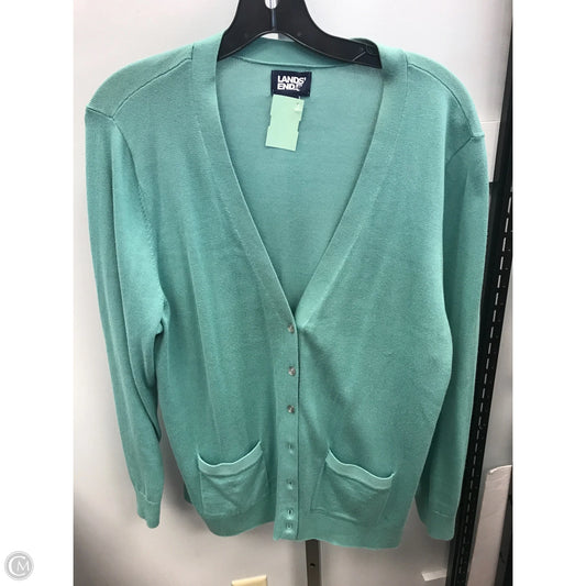 Sweater Cardigan By Lands End In Green, Size: 1x
