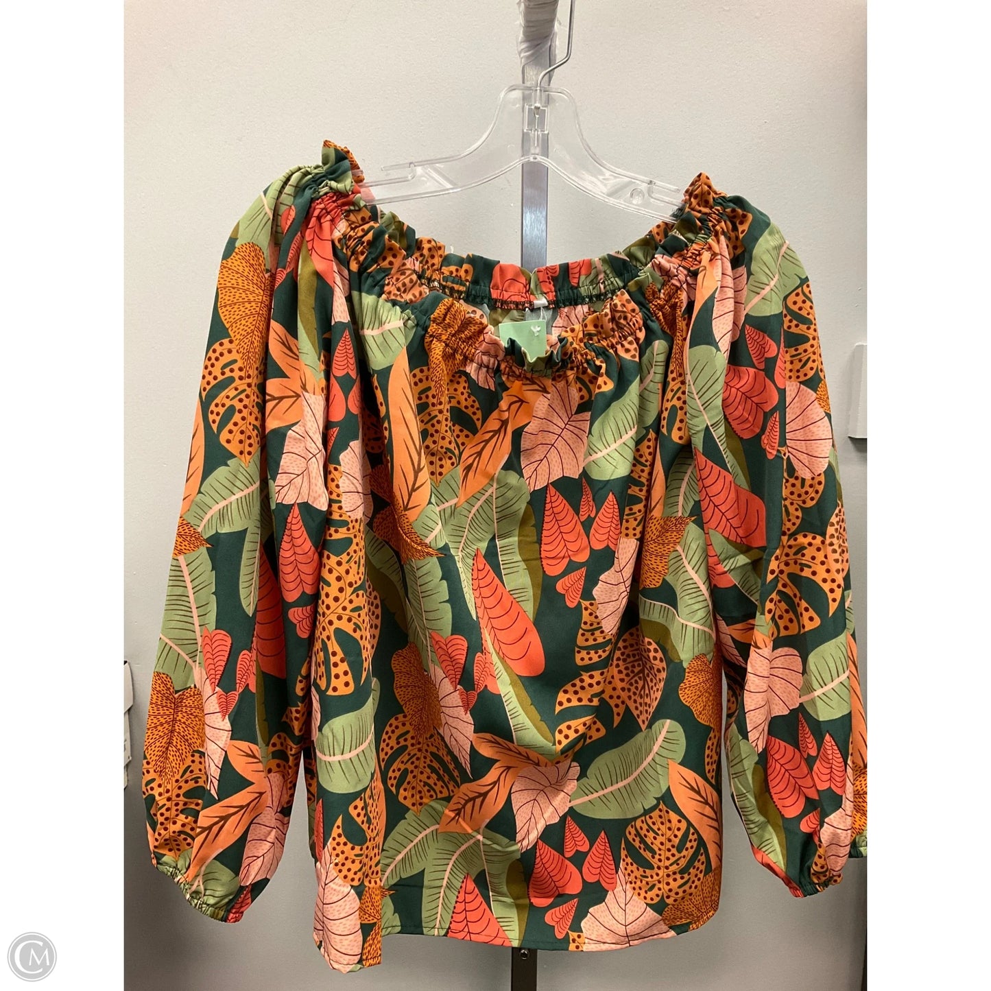 Top 3/4 Sleeve By Clothes Mentor In Green & Orange, Size: L