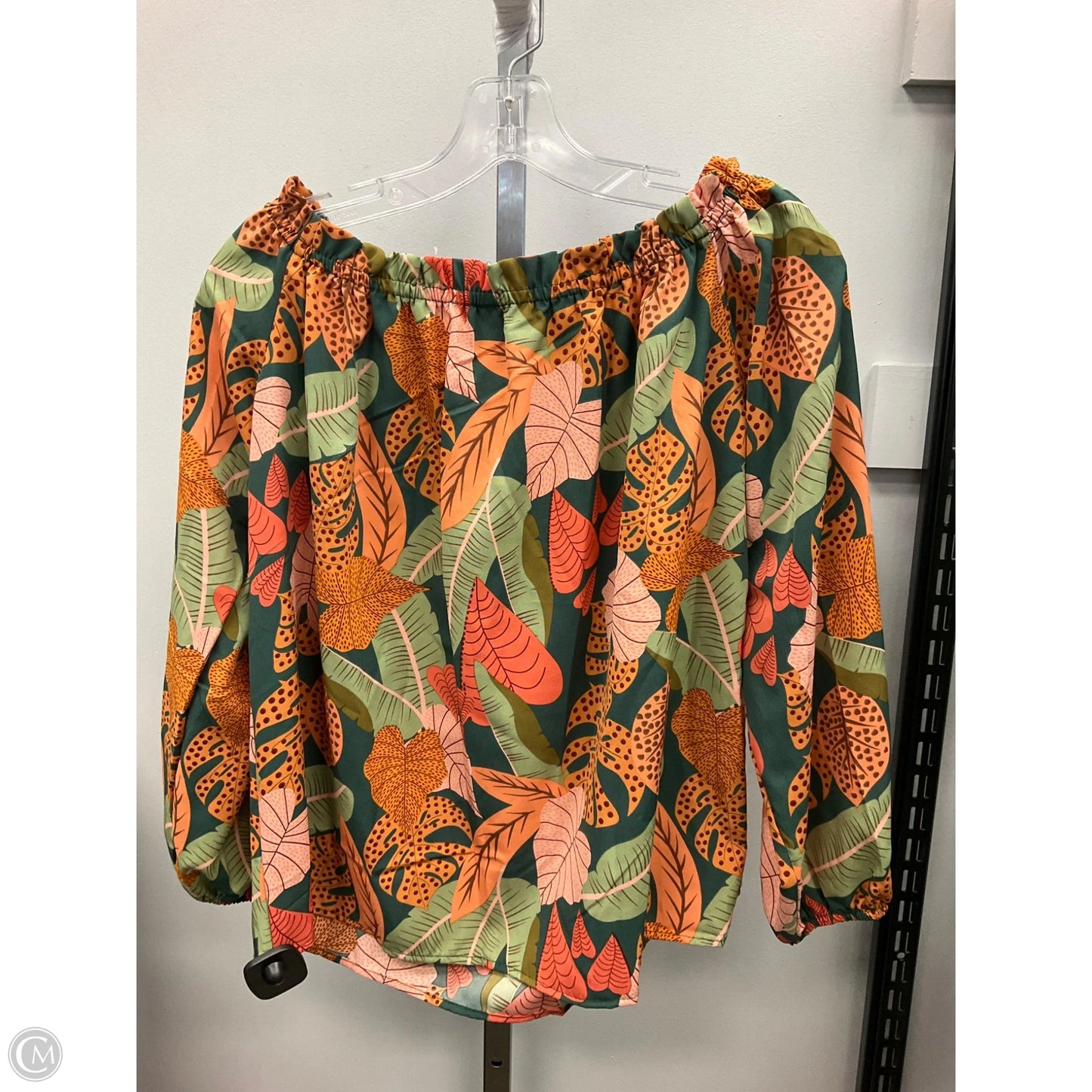 Top 3/4 Sleeve By Clothes Mentor In Green & Orange, Size: L