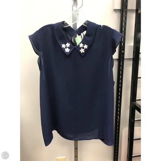 Top Sleeveless By Elle In Navy/blue Print, Size: Xxl