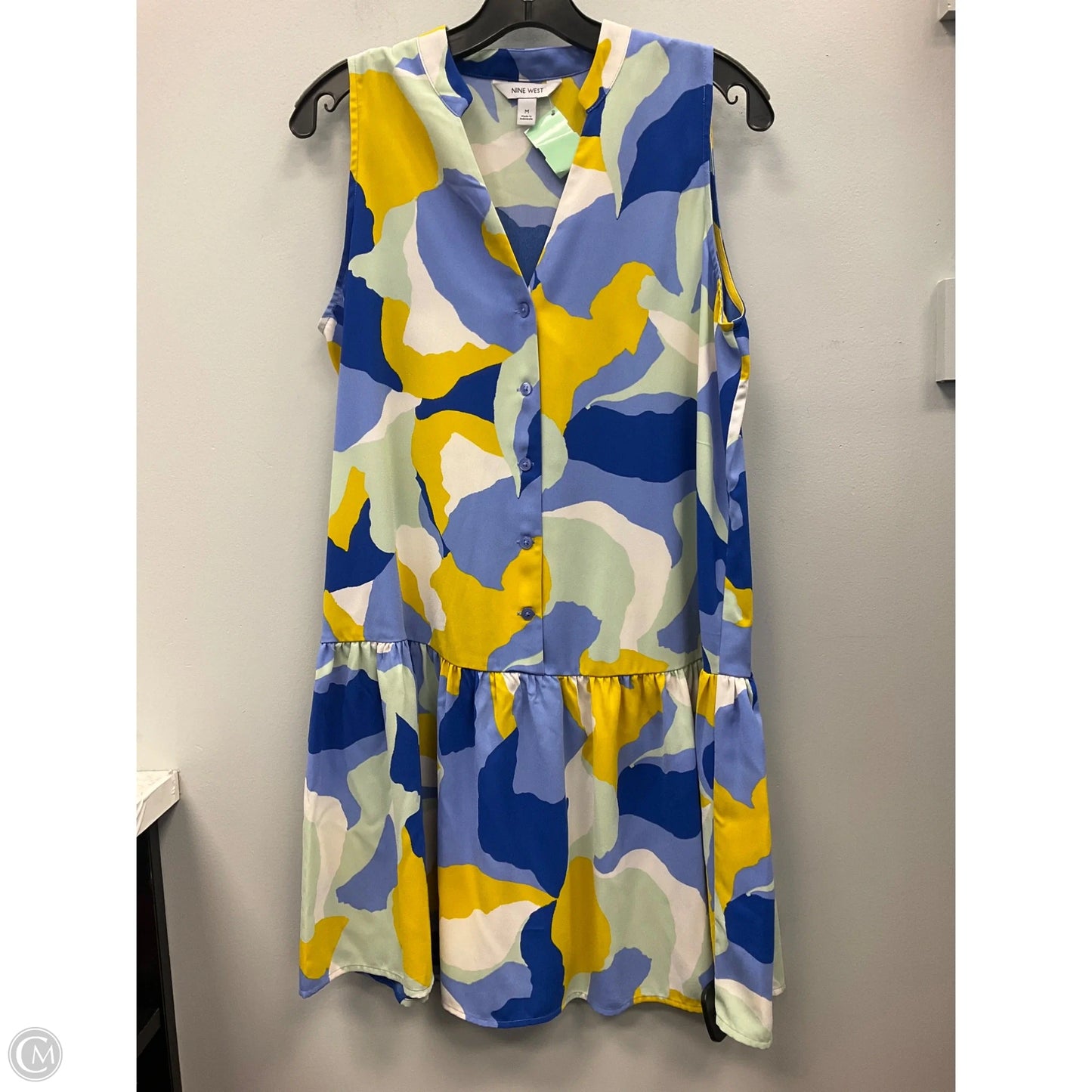 Dress Casual Short By Nine West Apparel In Blue & Yellow, Size: M