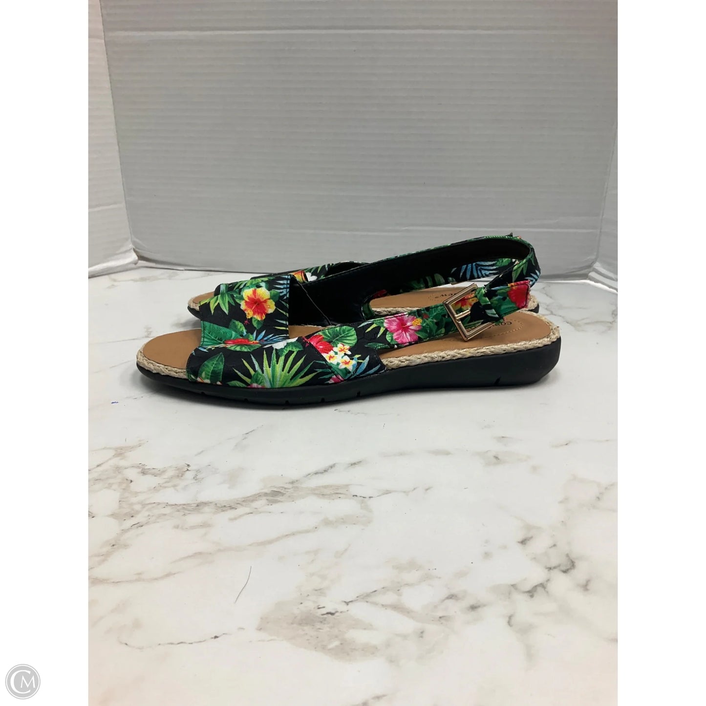 Sandals Heels Platform By Comfortview In Tropical Print, Size: 10