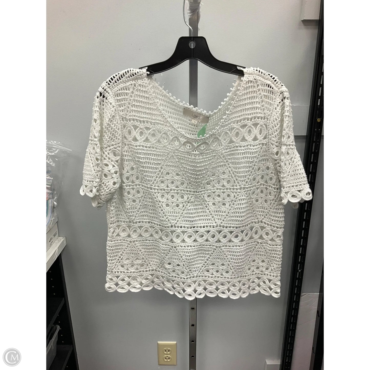 Top Short Sleeve By Loft In White, Size: L