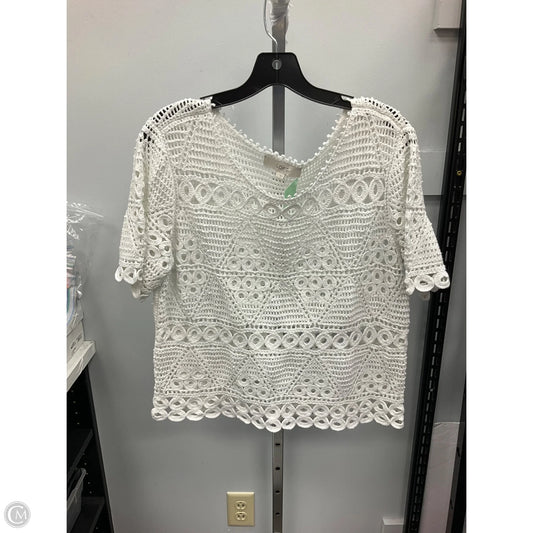 Top Short Sleeve By Loft In White, Size: L