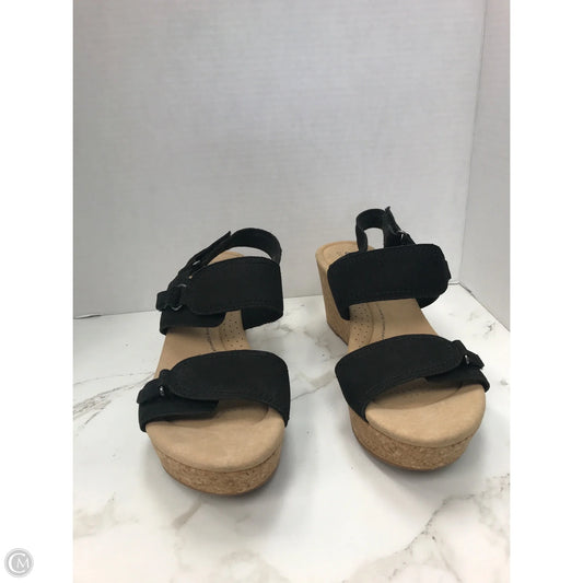 Sandals Heels Wedge By Clarks In Black, Size: 9.5