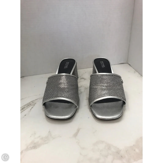 Sandals Heels Block By Michael By Michael Kors In Silver, Size: 8
