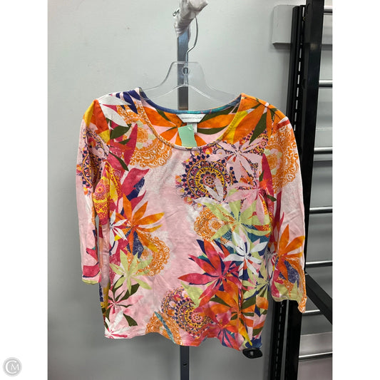Top 3/4 Sleeve By Christopher And Banks In Multi-colored, Size: M