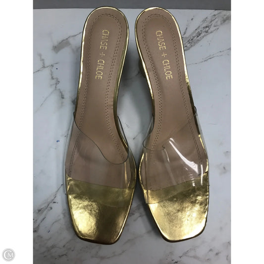 Sandals Heels Kitten By Clothes Mentor In Gold, Size: 11