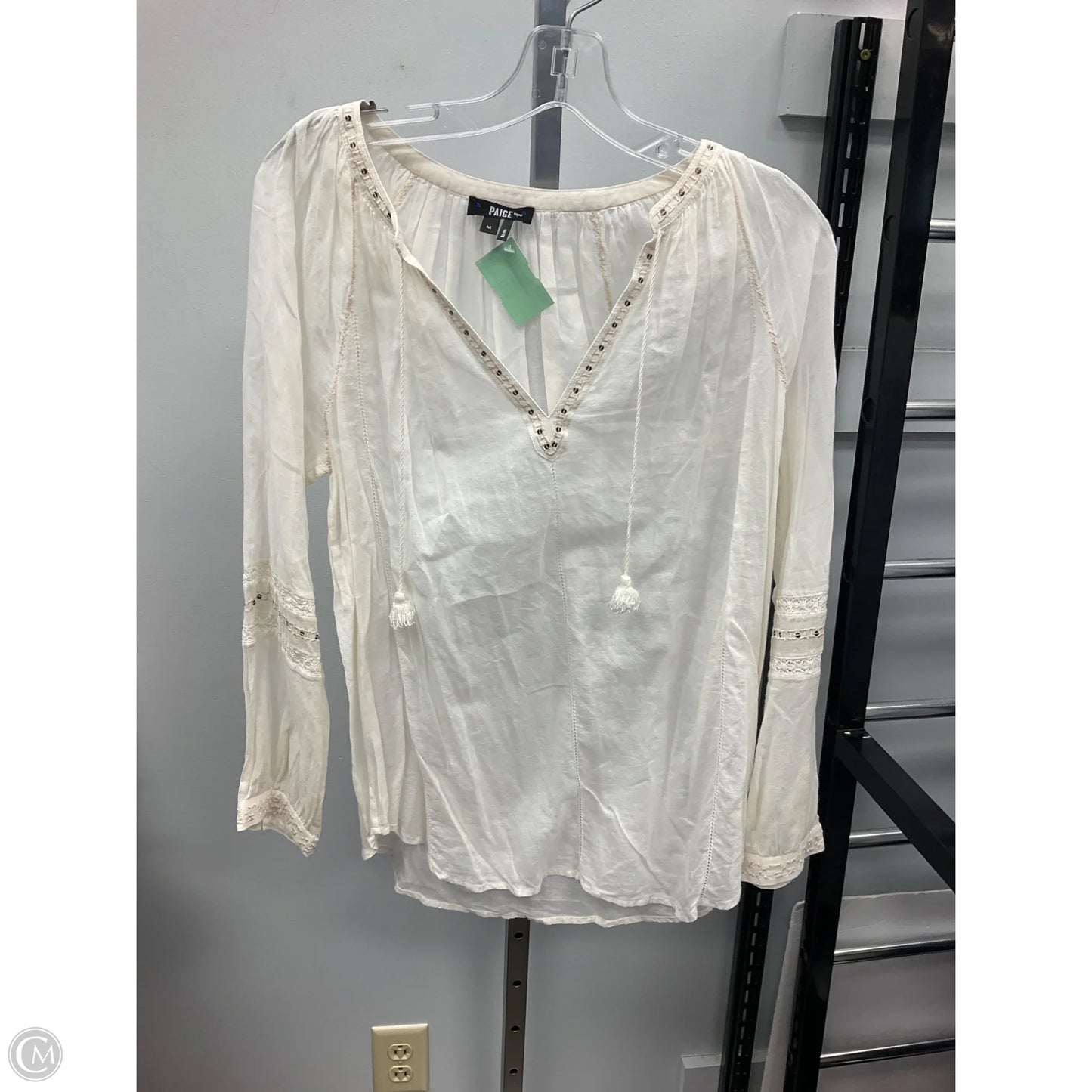 Top Long Sleeve By Paige In Cream, Size: M