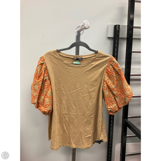 Top Short Sleeve By Dg2 In Tan, Size: L