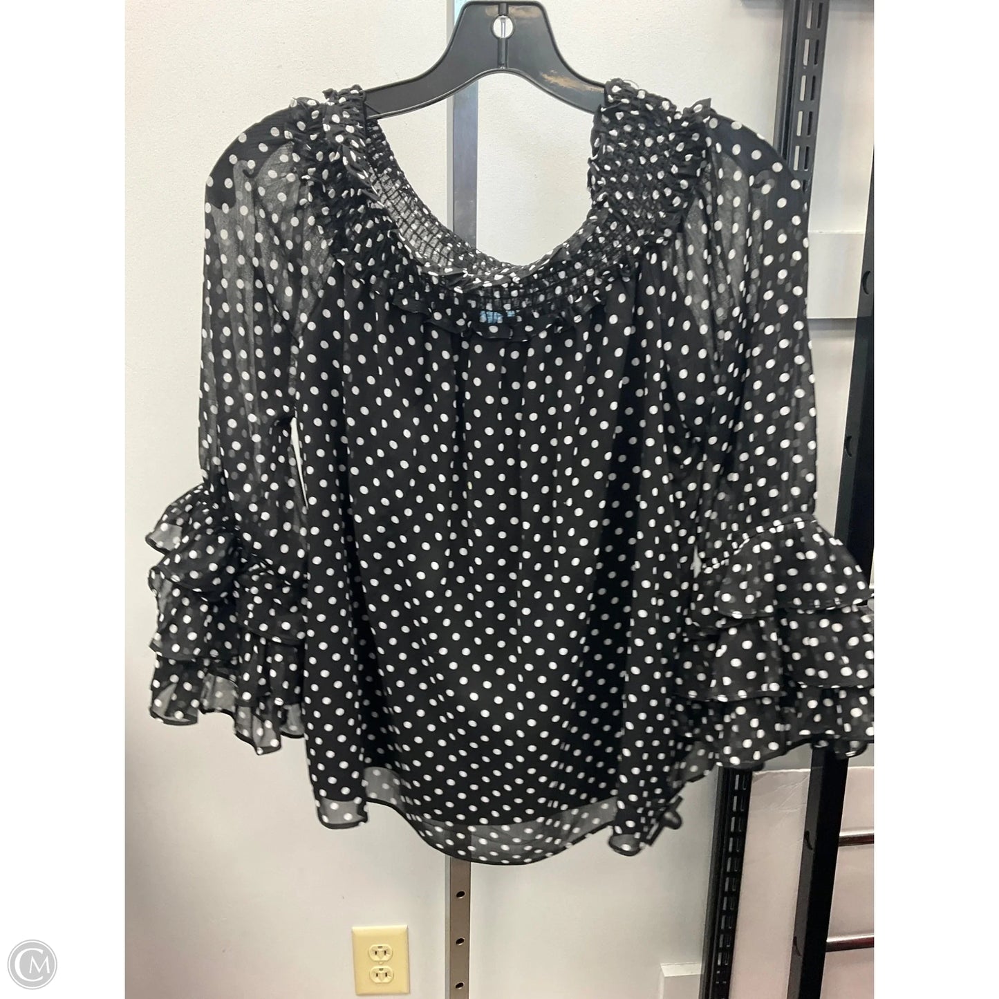 Top 3/4 Sleeve By Cece In Polkadot Pattern, Size: M
