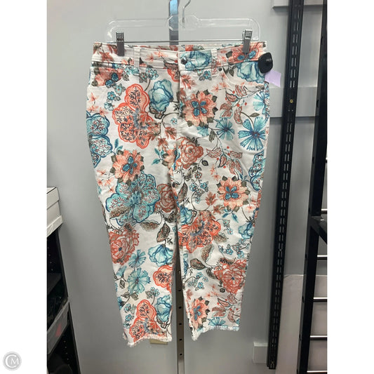 Jeans Cropped By Chicos In Floral Print, Size: 6