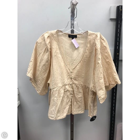Top Short Sleeve By Trixxi In Tan, Size: L