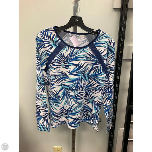 Athletic Top Long Sleeve Crewneck By Tail In Blue & White, Size: L
