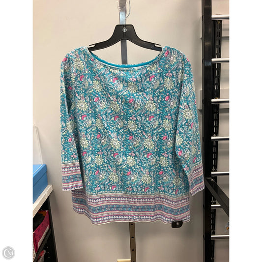 Top 3/4 Sleeve By Talbots In Floral Print, Size: L