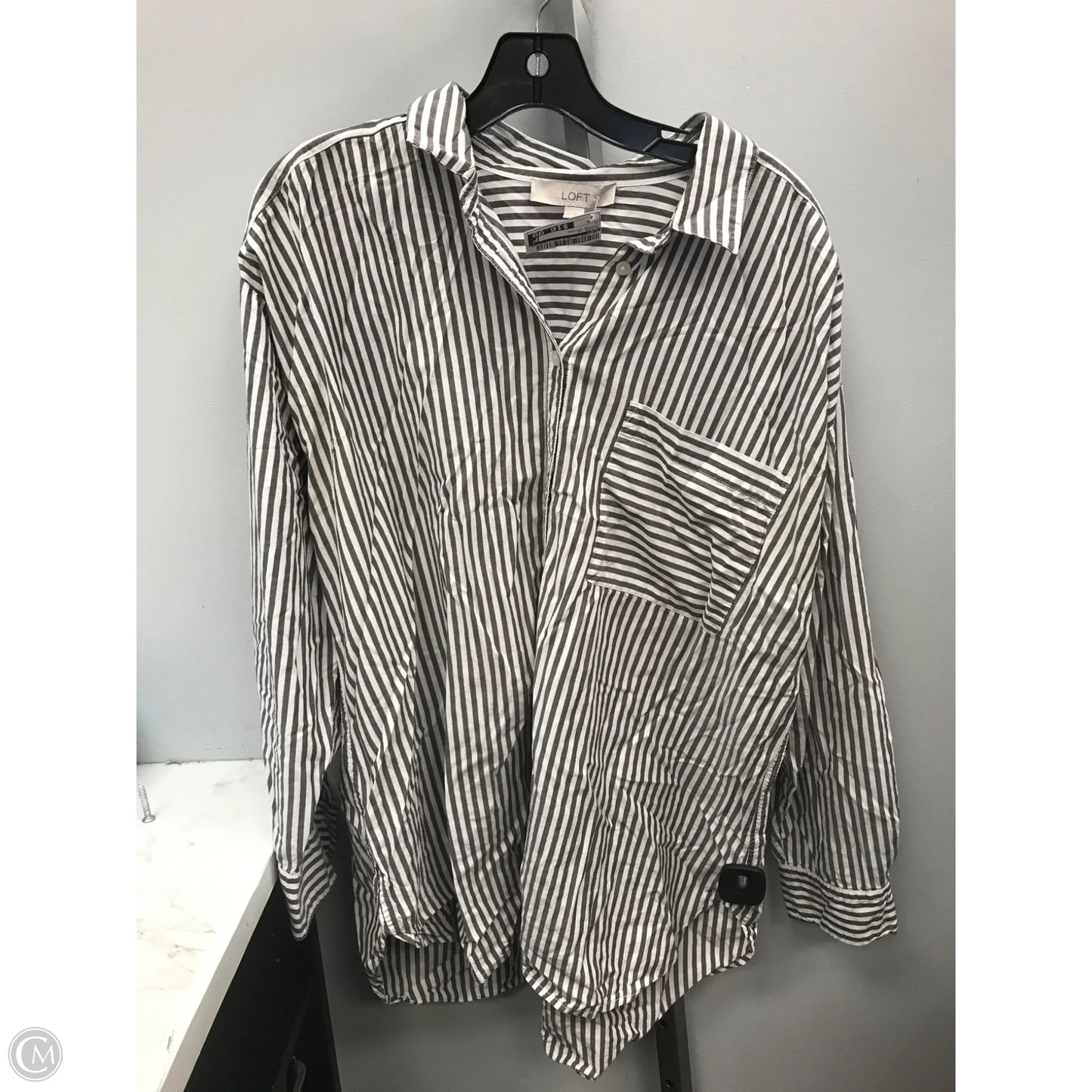 Blouse Long Sleeve By Loft In Striped Pattern, Size: Xl