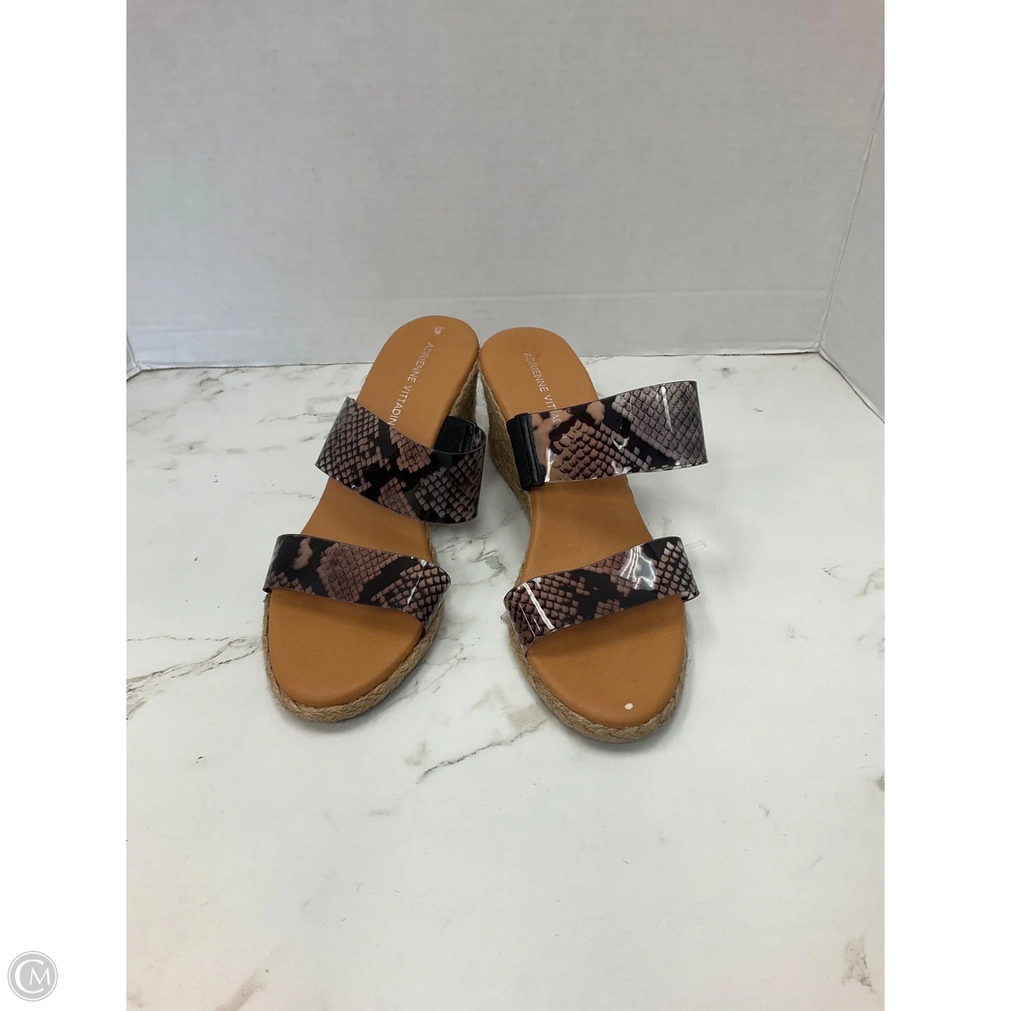 Sandals Heels Wedge By Adrienne Vittadini In Snakeskin Print, Size: 8.5