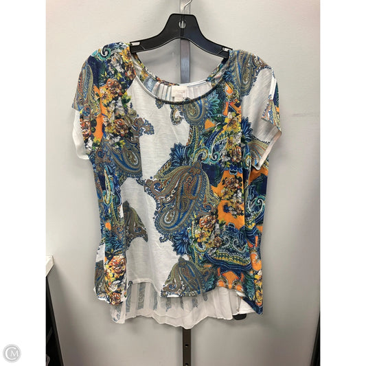 Top Short Sleeve By Chicos In Multi-colored, Size: L