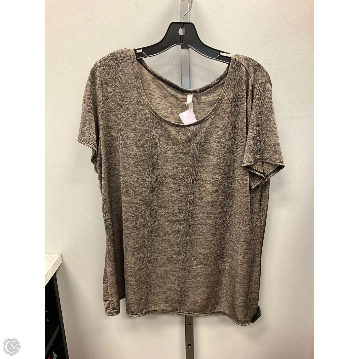 Top Short Sleeve By Ny Collection In Brown, Size: Xl