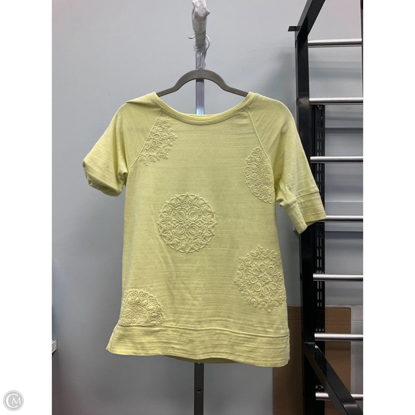 Top Short Sleeve By Loft In Yellow, Size: S