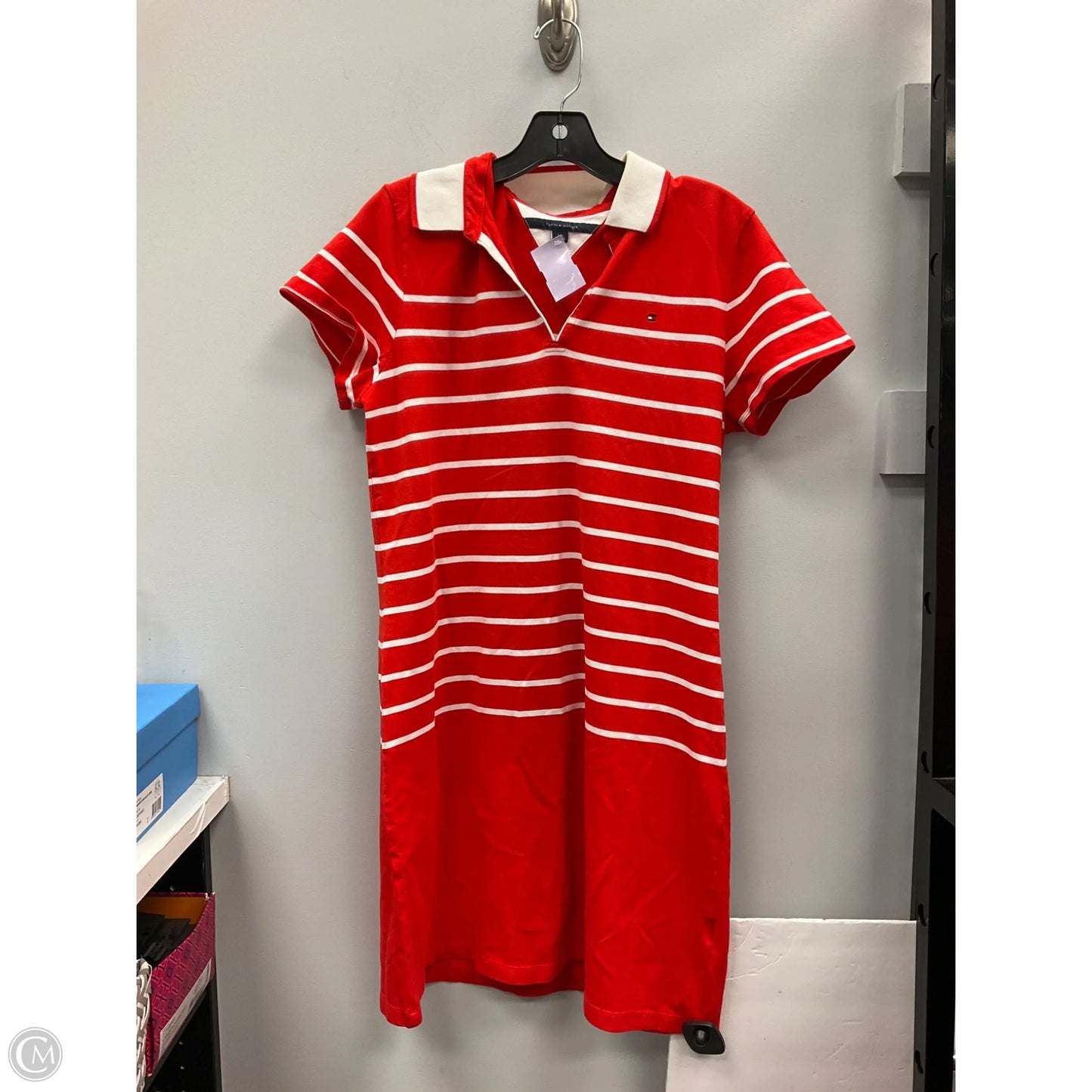 Dress Casual Short By Tommy Hilfiger In Orange & White, Size: L