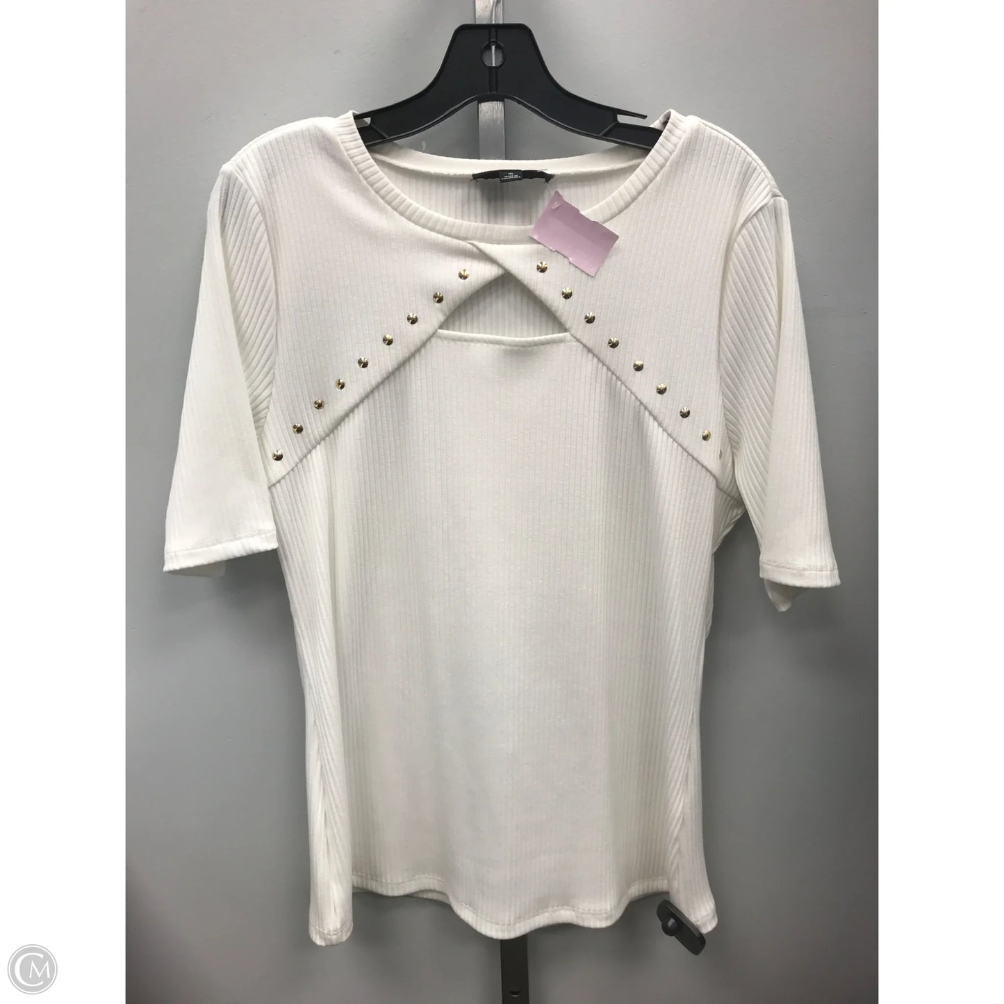 Top Short Sleeve By Inc In Ivory, Size: Xl