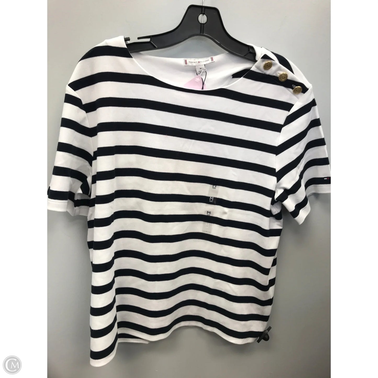 Top Short Sleeve By Tommy Hilfiger In Striped Pattern, Size: M