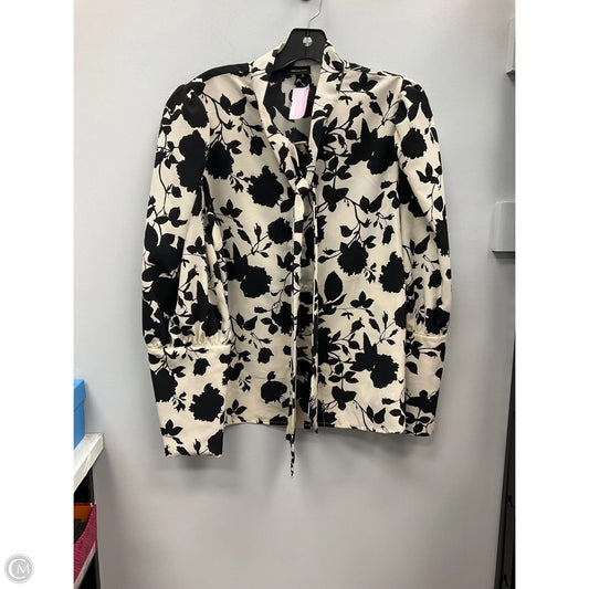Blouse Long Sleeve By Who What Wear In Black & Cream, Size: Xl