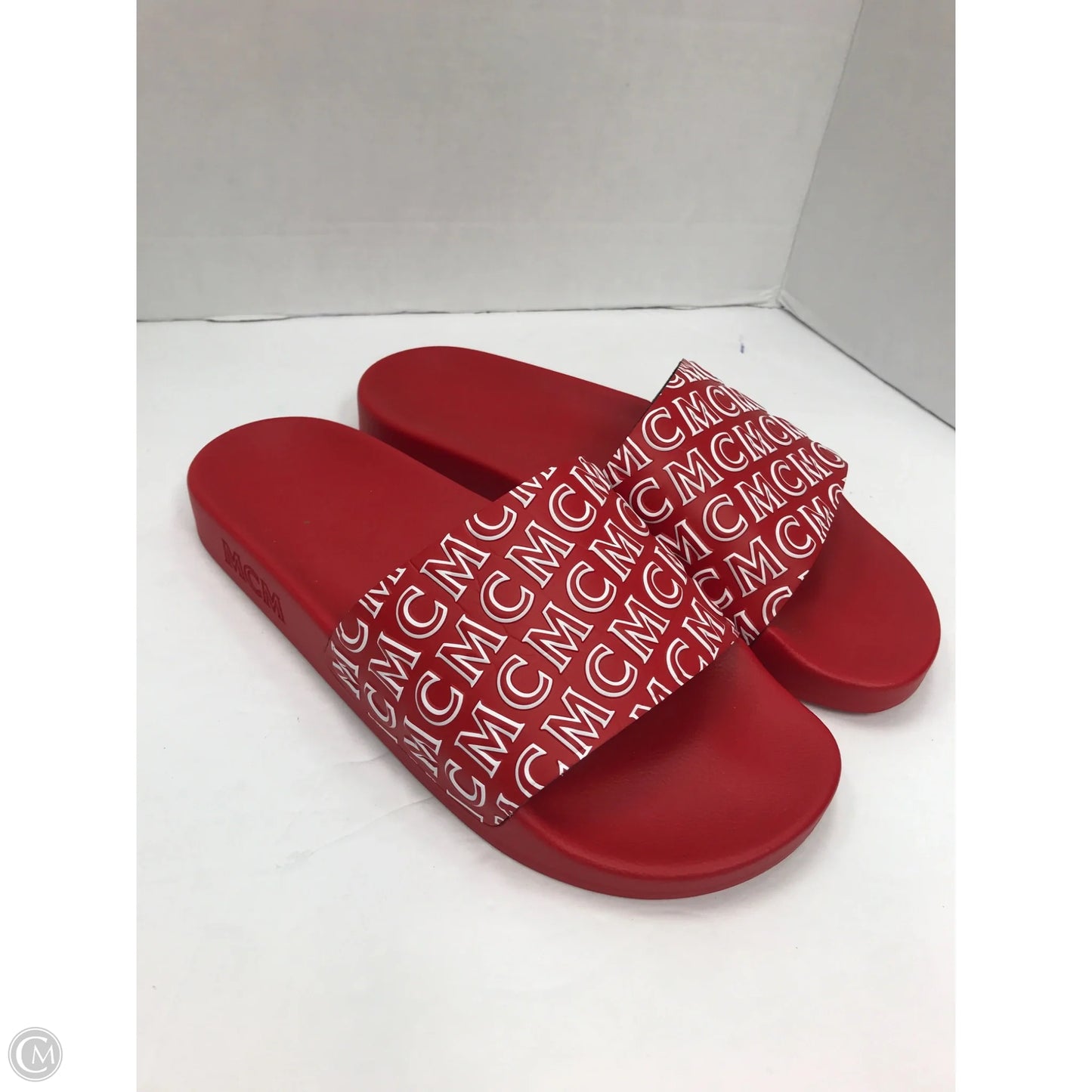 Sandals Luxury Designer By Mcm In Red, Size: 9