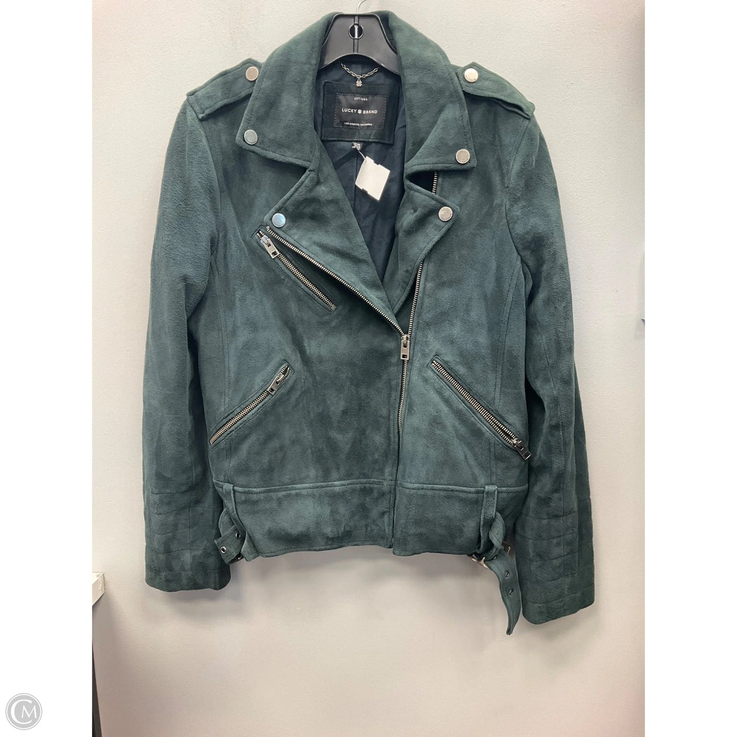 Jacket Moto Leather By Lucky Brand In Teal, Size: M
