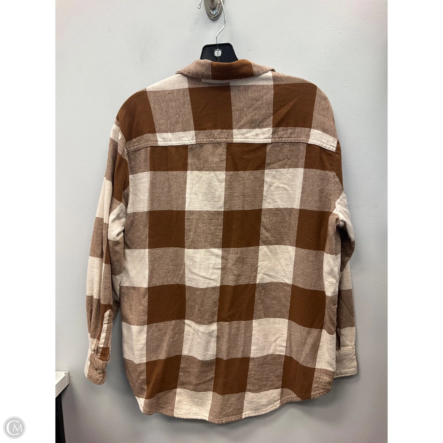 Top Long Sleeve By Old Navy In Plaid Pattern, Size: M