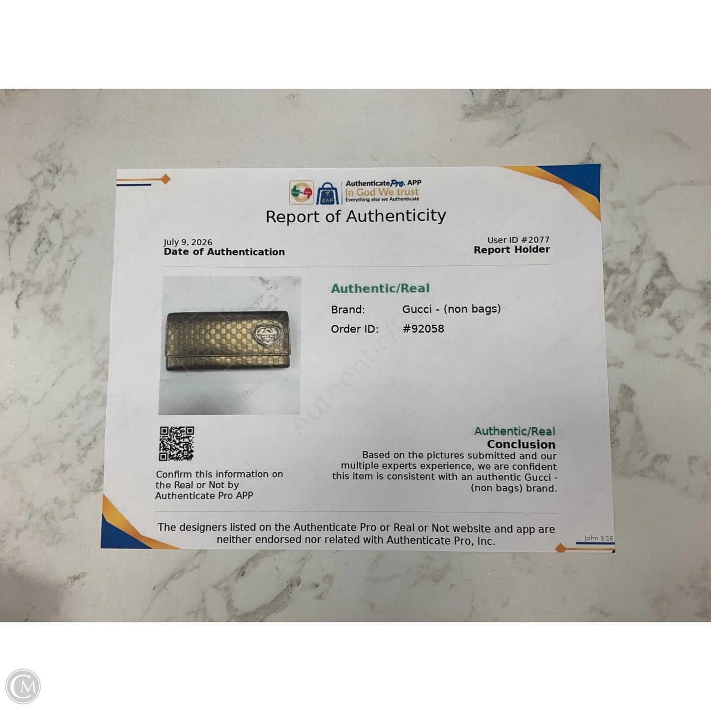 Wallet Luxury Designer By Gucci, Size: Large