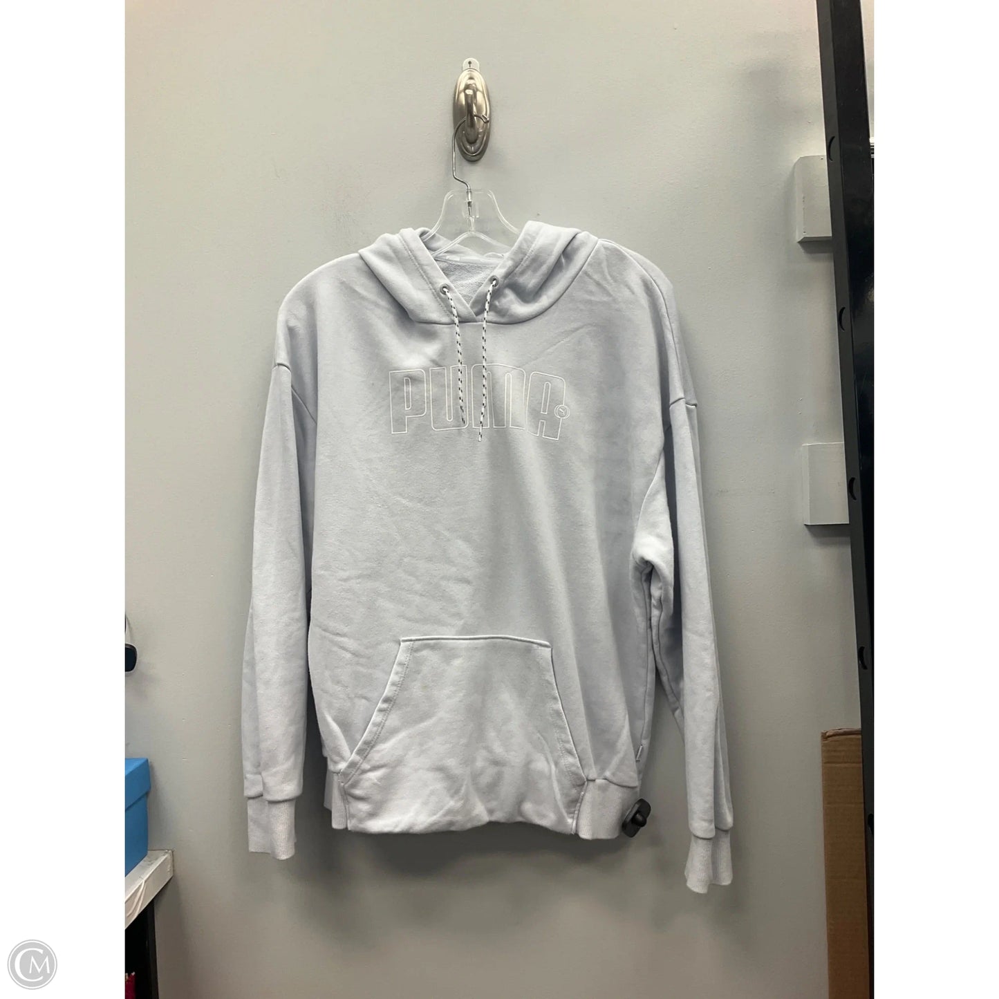 Sweatshirt Hoodie By Puma In Grey, Size: M