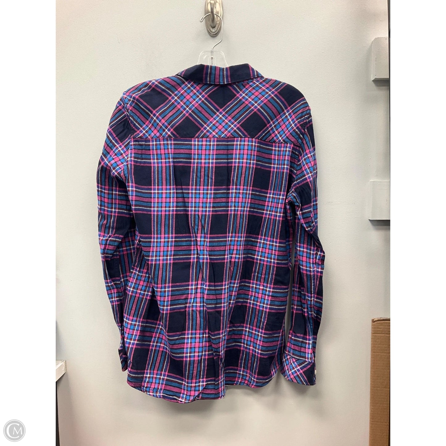 Top Long Sleeve By Gap In Plaid Pattern, Size: M