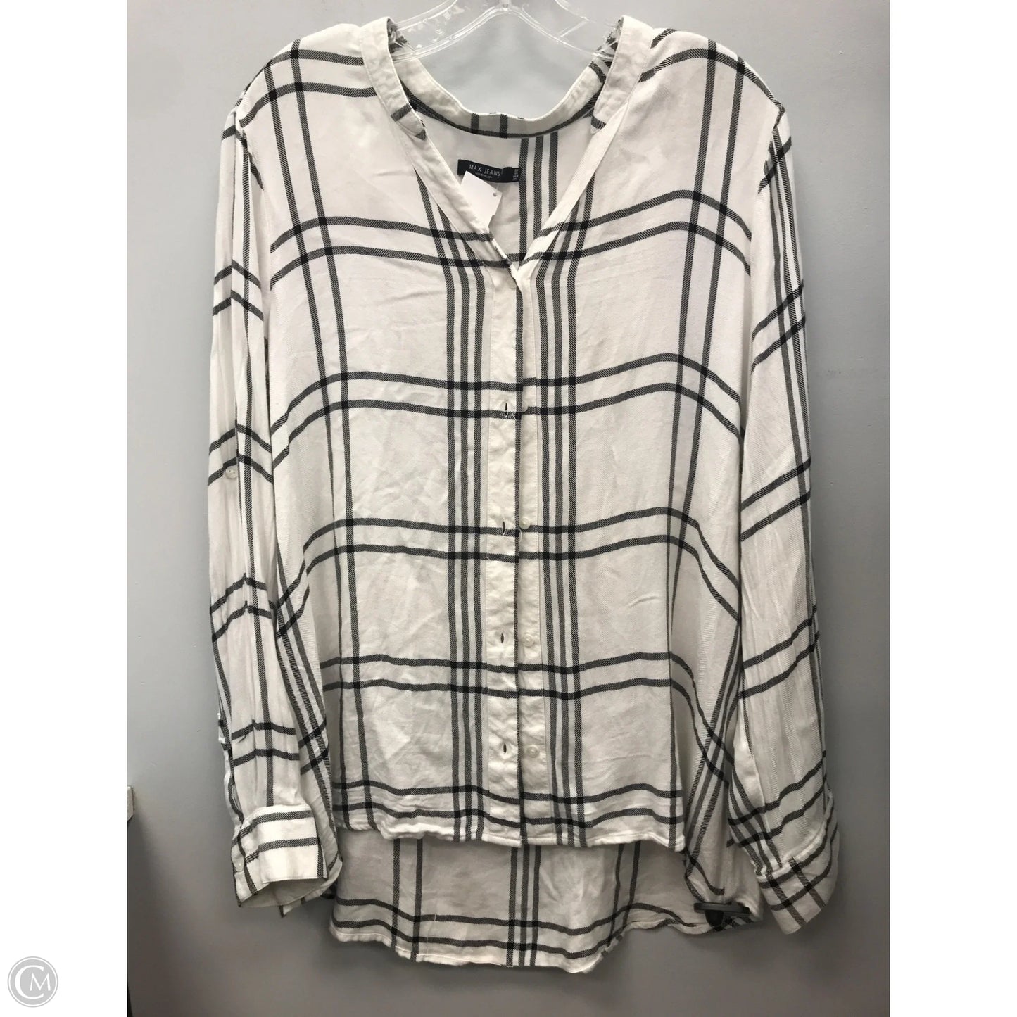 Top Long Sleeve By Max Jeans In Black & White, Size: 1x