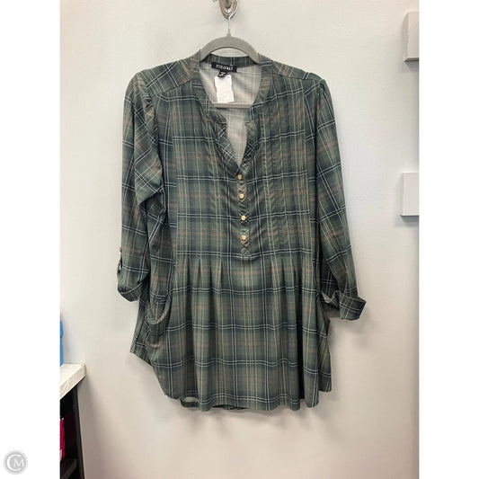 Top 3/4 Sleeve By Roz And Ali In Plaid Pattern, Size: 1x