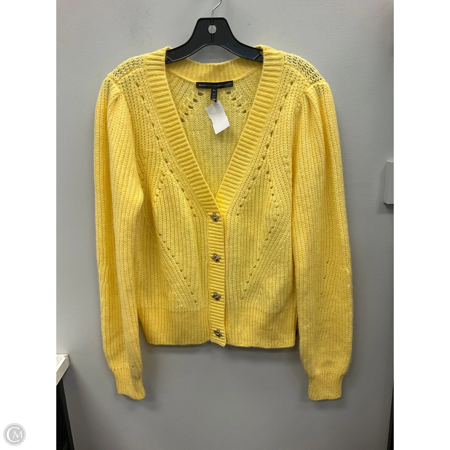 Sweater Cardigan By White House Black Market In Yellow, Size: Xl